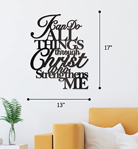 I Can Do All Things Through Christ Wall Decor Metal Art,17"X13" Philippians 4 13 Wall Art Christ Home Decor I Can Do All Things Through Christ Who Strengthens Me Religious Christian Metal Wall Art Scripture