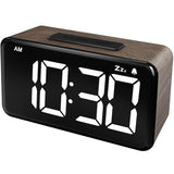 NOKLEAD Digital Alarm Clock: Wood Grain, 5.9-inch LED Display, Easy to Use for Seniors and Men, Adjustable Brightness, Aesthetic Room Decor Desk Clocks for Bedroom | Dorm | Living Room | Office