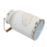 Yoillione Milk Jug, Farmhouse Vase, Decor with Handle - White Metal Vase for Artificial Flowers
