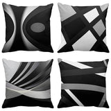 Emvency Set of 4 Black Throw Pillow Covers Modern Abstract Grey Stripes Gray White Acrylic Bold Decorative Pillow Cases Home Decor Square 18x18 Inches Pillowcases