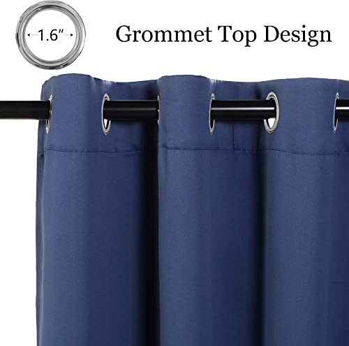 MYSKY HOME Navy Blue Curtains 84 Inches Long Blackout Curtains for Living Room Bedroom Blue Curtain Grommet Window Drapes Privacy Protect Room Darkening Single Panel Curtain, 52 x 84 Inch