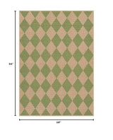 Lahome Checkered Easy Jute 5x7 Area Rug, Outdoor Patio Rugs Washable Green