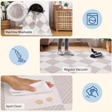 GarveeHome Beige Area Rugs 8x10 Living Room Checkered Washable