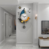YISILE Modern Wall Clock Battery Operated 23 Inch Large Boat Design Pendulum Wall Clocks for Living Room Decor 3D Silent Clock Wall Decor Sticker Non Ticking for Bedroom Office Home Kitchen Decoration