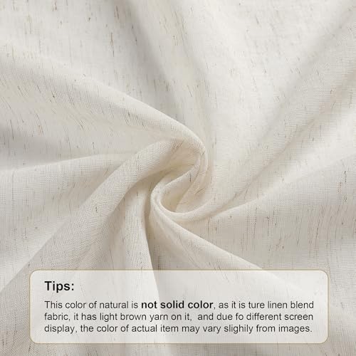 OWENIE Linen Blend Sheer Curtains 84 inches Long 2 Panels Set for Bedroom, Natural Linen Light Filtering Semi Sheer Cutain for Living Room Rod Pocket Drapes, 2pcs, Each 40 W x 84 L