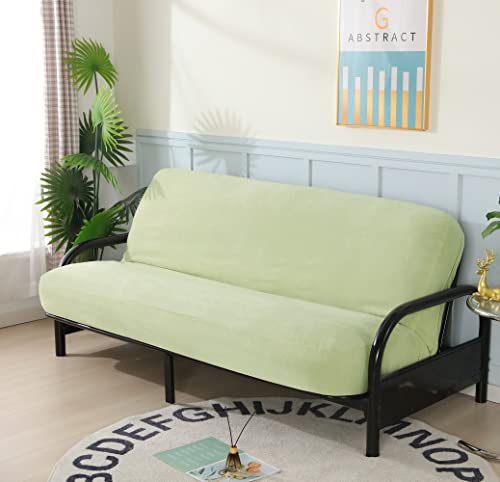 OctoRose 3 Side Zipper Classic Soft Micro Suede Futon Cover/Slipcover/Sofa DayBed Mattress Cover Couch Protector (Cover ONLY) (Light Pastel Green, Full Size)