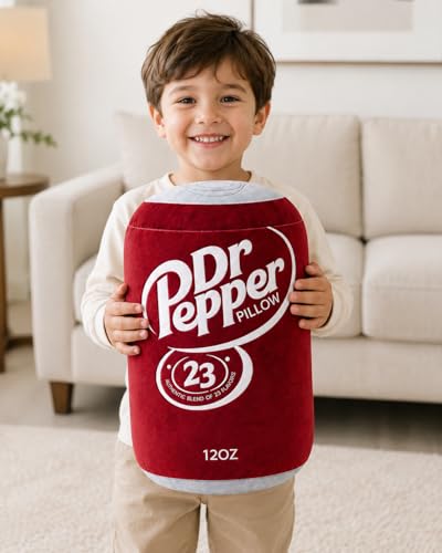 Dr Pepper Pillow Plush, Soda Can Shaped Throw Pillow, Funny Food Plush Cushion, Soft Decorative Pillow for Couch Bed Office, Funny Pillow for Any Occasion, Cute Aesthetic Room Decor for Kids & Adults