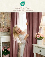 StangH Dusty Rose Pink Velvet Curtains 84 Inches, Super Soft Light Dimming Drapes for Nursery Girls Bedroom Elegant Thermal Insulated Panels with Energy Saving Design, W52 x L84, 2 Panels
