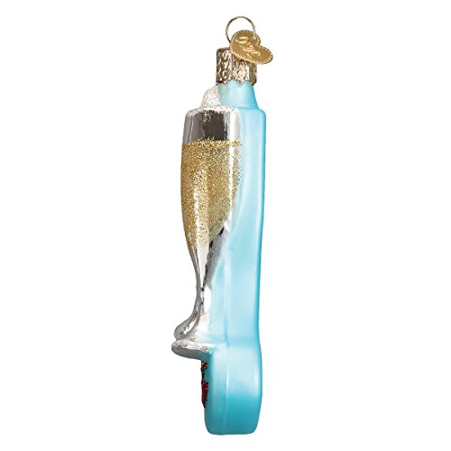 Old World Christmas Champagne Toast Glass Blown Ornament for Christmas Tree, Handcrafted Holiday Decoration, Adult Beverages Collection