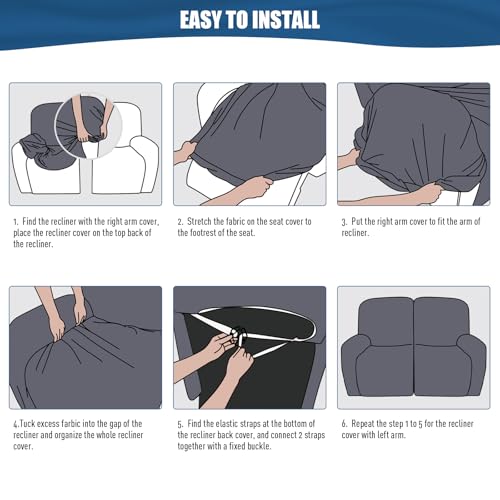 TAOCOCO Loveseat Recliner Cover 2 Pieces Stretch Loveseat Covers for 2 Seat Reclining Sofa, Soft Polyester Fabric Furniture Protector Washable Loveseat Reclining Cover (2 Seat, Light Coffee)