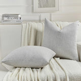 Pack of 2 Faux Linen Throw Pillow Covers 18x18 Inch,Light Grey