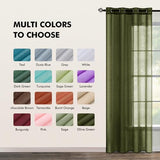 MIULEE 2 Panels Olive Green Semi Sheer Window Curtains Elegant Grommet Top Window Voile Drapes/Treatment Linen Textured Dark Green Panels for Bedroom Living Room (54X84 Inches)