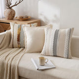 Boho Decorative Pillow Covers 24x24 Blue-Earth Tones Pack of 2