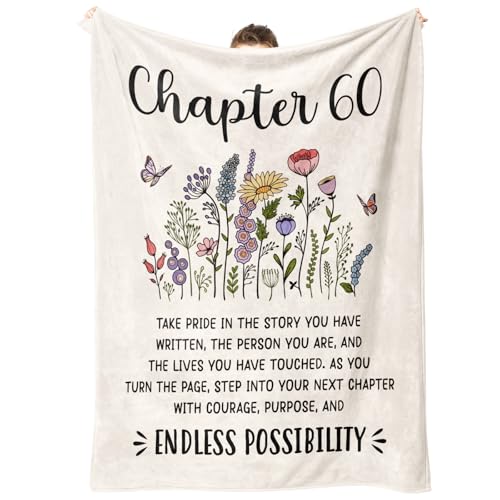 Afterprints 60th Birthday Gifts for Women, Chapter 60 Birthday Blanket, 60 Year Old Bday Gift for Woman, Friend, Sister, Mom, 1966, 60th Birthday Decorations, Turning 60 Throw Blankets 50'' x 60''