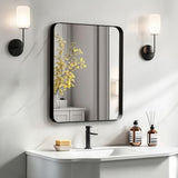 Kosmonia 20x16 Bathroom Vanity Mirror for Wall, Aluminum Framed, Farmhouse Rectangle, Anti-Rust, HD Reflection Anti-Desilvering, Distortion Free, Tempered and Shatter-Proof Wall Mounted Mirror, Black