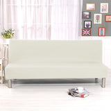 Stretch Futon Cover Armless Sofa Slipcover Futon Covers Full Size Foldable Sofa Bed Covers with Elastic Band,Machine Washable (Beige)