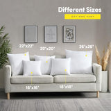 22X22 Pillow Inserts - Throw Pillow Set - Cushion Inserts for Decorative Throw Pillows Covers - Soft & Supportive Pillows for Couch, Sofa, Bed, or Chair, 4 Pack - 22" x 22"