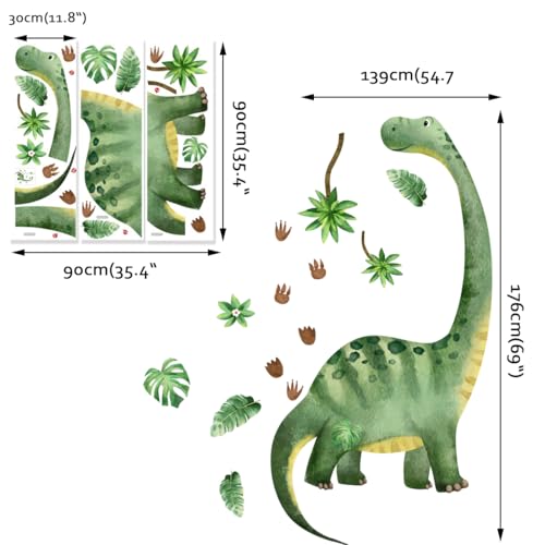 Runtoo Large Dinosaur Wall Decals Watercolor Dino Footprint Neutral Wall Stickers Baby Nursery Kids Boys Toddler Classroom Home Decor
