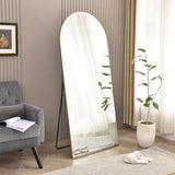 Arched Full Length Mirror, Floor Mirror with Stand, Aluminum Alloy Frame Full Body Mirror Freestanding or Wall-Mounted for Living Room/Bedroom(39"x20", Gold)