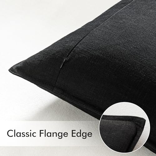 EMEMA Decorative Linen Throw Pillow Covers 20x20 Inch Black