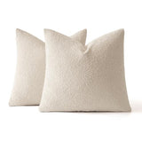 MIULEE 20x20 Inch Decorative Pillow Covers for Couch Bed Set of 2 Textured Boucle Neutral Throw Pillow Covers Natural Beige Ivory Accent Solid Pillowcases Sofa Living Room Home Decor