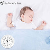 Topkey Silent Wall Clock Kitchen 9 Inch Retro Non-Ticking Decorative Bedroom Office Wall Clock - White
