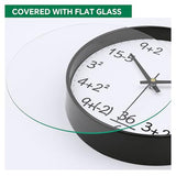 VIKMARI Glass Wall Clock 12 Inch Math Teaching Style Clock White Battery Operated Quartz Silent Non Ticking Wall Clocks for Classroom Bedroom Study Room