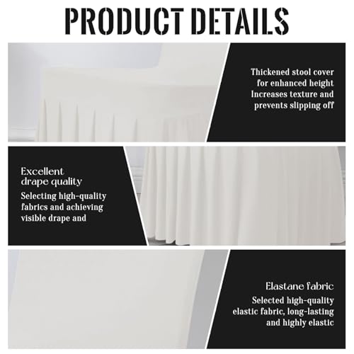 2PCS Dining Chair Slipcovers Stretch White Dorm Chair Cover with Skirt Washable Furniture Protector for Wedding Party Banquet, Stretch Covers