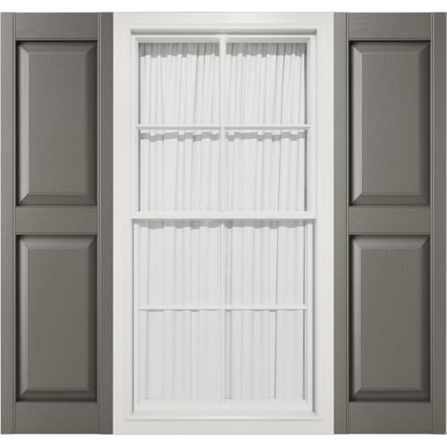 Mid America P21243018 Custom Two Equal, Raised Panel Shutter (Per Pair), 12"W x 43"H, Tuxedo Grey