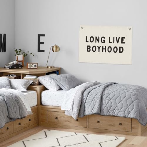 Long Live Boyhood Banner, Boy Nursery Decor, Linen Banner Wall Hanging Flag Decor for Nursery Playroom Toddler Boys Kids Room