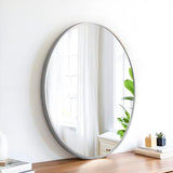 SCWF-GZ 20x30 Oval Mirror Round Full Length Wall Mounted Hanging or Against Wall Metal Aluminum Alloy Frame Dressing Make-up Mirrors for Entryway Bedroom Bathroom Living Room 30 20 inch Silver