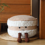 Tingting's Dream Cute Round Stuffed Pouf Ottoman Foot Rest Floor Tatami Fluffy Poufs Foot Stool Storage Ottoman Foam Particles Filling (Cake Shape, 40×25CM/15.7"×9.84")