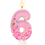 Pink Sequin Birthday Candles, Cake Number Candles, Girls 0th Birthday Decorations, Suitable for Birthday Parties, Anniversary Party Decorations(6)