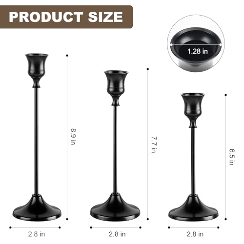 Candlestick Holders, 6PCS Metal Taper Candle Holder, Black Candle Holders for Candlesticks, Candle Holder for Wedding Fireplace Mantel Housewarming Gift