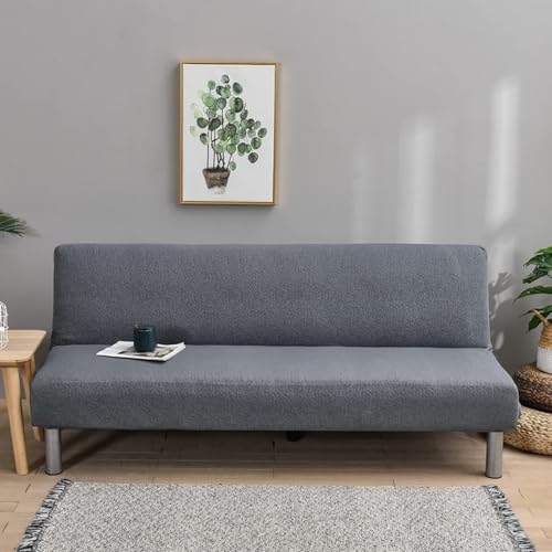 XJHKG Futon Slipcover, Foldable Armless Sofa Couch Cover with Elastic Bottom(SkyBlue)