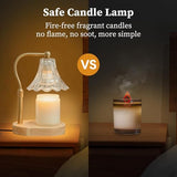 Candle Warmer Lamp – Dimmable Candle Lamp with Timer, Adjustable Height for Jar Candles (Oak)