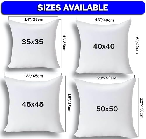 GVTECH Bedding Throw Pillows Insert (Pack of 2) 16 x 16 Inches Bed and Couch Pillows - Indoor Decorative Pillows - Cushion Stuffer Inserts - Anti Allergy Cotton Blend Fabric, White