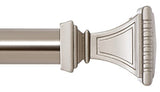 Ivilon Decorative Window Curtain Rod - Carved Square Finials, 1 1/8 in Rod, 28 to 48 in. Satin Nickel