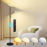Floor Lamp, Upgraded 42W 4500LM Super Bright LED Floor Lamp with Rotatable Reading Light, Touch Remote Control & Memory Function, Stepless Dimmable Standing Lamp for Living Room Bedroom Office, Black