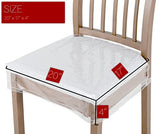 4 Pack Plastic Dining Chair seat Covers/slipcovers with Adjustable Belt Strap (20‘’ W x 17‘’D x 4‘’H)