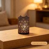 Hosley 7 Inch High Cut Bronze LED Votive Tealight Holder Lantern Intricate Floral Design for Timeless Elegance and Cozy Illumination in Stylish Home D cor Elevate Your Ambiance