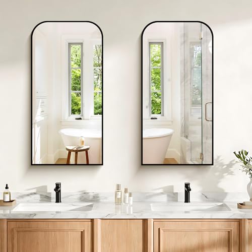 COFENY Bathroom Mirror, 18x36 inch Black Rectangle Wall Mounted Mirror with Thin Frame, Bathroom Vanity Mirrors for Over Sink, Entryway, Living Room, Bedroom