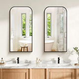 COFENY Bathroom Mirror, 18x36 inch Black Rectangle Wall Mounted Mirror with Thin Frame, Bathroom Vanity Mirrors for Over Sink, Entryway, Living Room, Bedroom