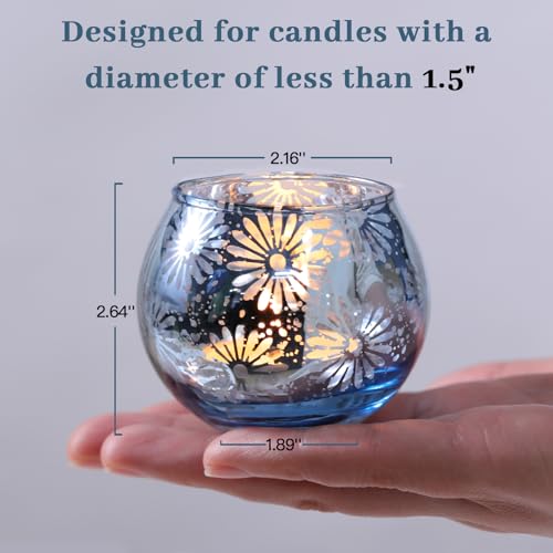 Blue Mercury Glass Votive Candle Holders Set of 12