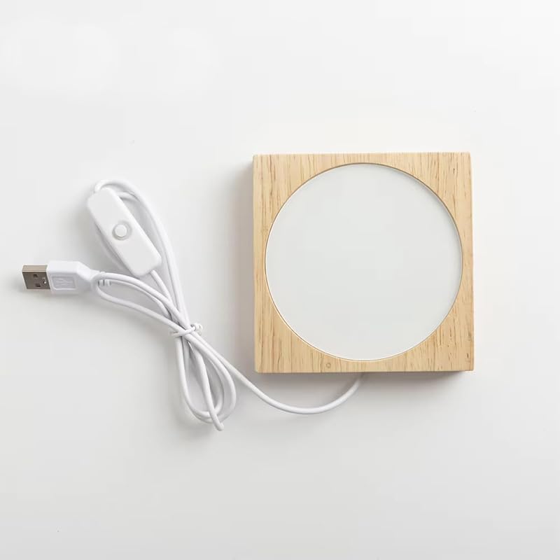 Limitronix 10 Pack Sublimate Blanks Wood Night Light 7 Colors LED Light Temperated Glass Photo Frame with Sublimation Pet Sheet for DIY Heat Transfer Print (Square)