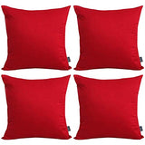 Thmyo 4-Pack 100% Cotton Comfortable Solid Decorative Throw Pillow Case Square Cushion Cover Pillowcase Sublimation Blank Pillow Covers DIY Throw Pillowcase for Couch Sofa Bed(18x18 inch/45x45cm,Red)