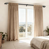 Double Curtain Rod 34-92 Inch, Black Wrap Around Blackout Dual Curtain Rods for Windows, Adjustable Heavy Duty Curved Spliced Room Darkening Double Rods, All Metal, Aluminium Bracket