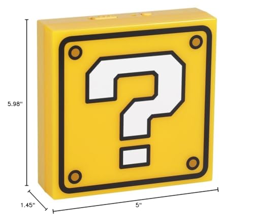 Paladone Super Mario Question Block Night Light, Auto Night Sensor & Portable with Wall Adhesive, Licensed Nintendo Box Lamp