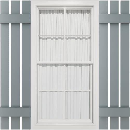 12"W x 32"H Mid-America Vinyl, TailorMade Three Board Spaced (2 Batten), Board-n-Batten Shutters, w/Installation Shutter-Lok's (Per Pair), 419 - Storm Cloud
