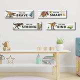 UBLURO 4 Pieces Dinosaur Motivational Wall Art Decors - Dinosaur Wooden Hanging Wall Prints Plaques， Dinosaur Room Decor for for Kids Boys Nursery Bedroom Decorations